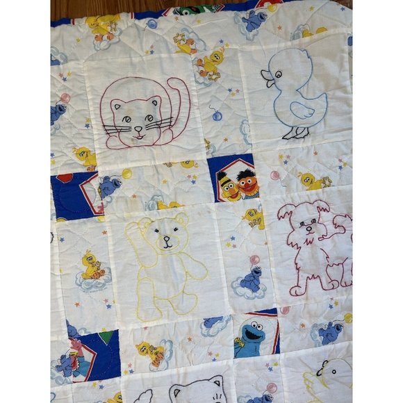 Handmade Sesame Street Blanket Embroidered Animals Baby Blanket - Picture 6 of 16